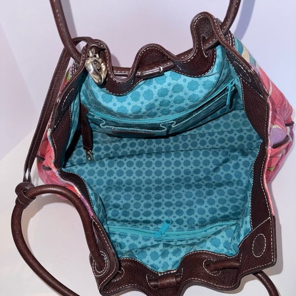 BRIGHTON 3D Flowered embroidered Pink Flowers hobo Shoulder Tote Bag - Picture 5 of 15